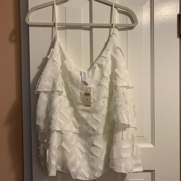 NWT! Anthropologie Amadi White Ruffled Tank - Picture 2 of 5
